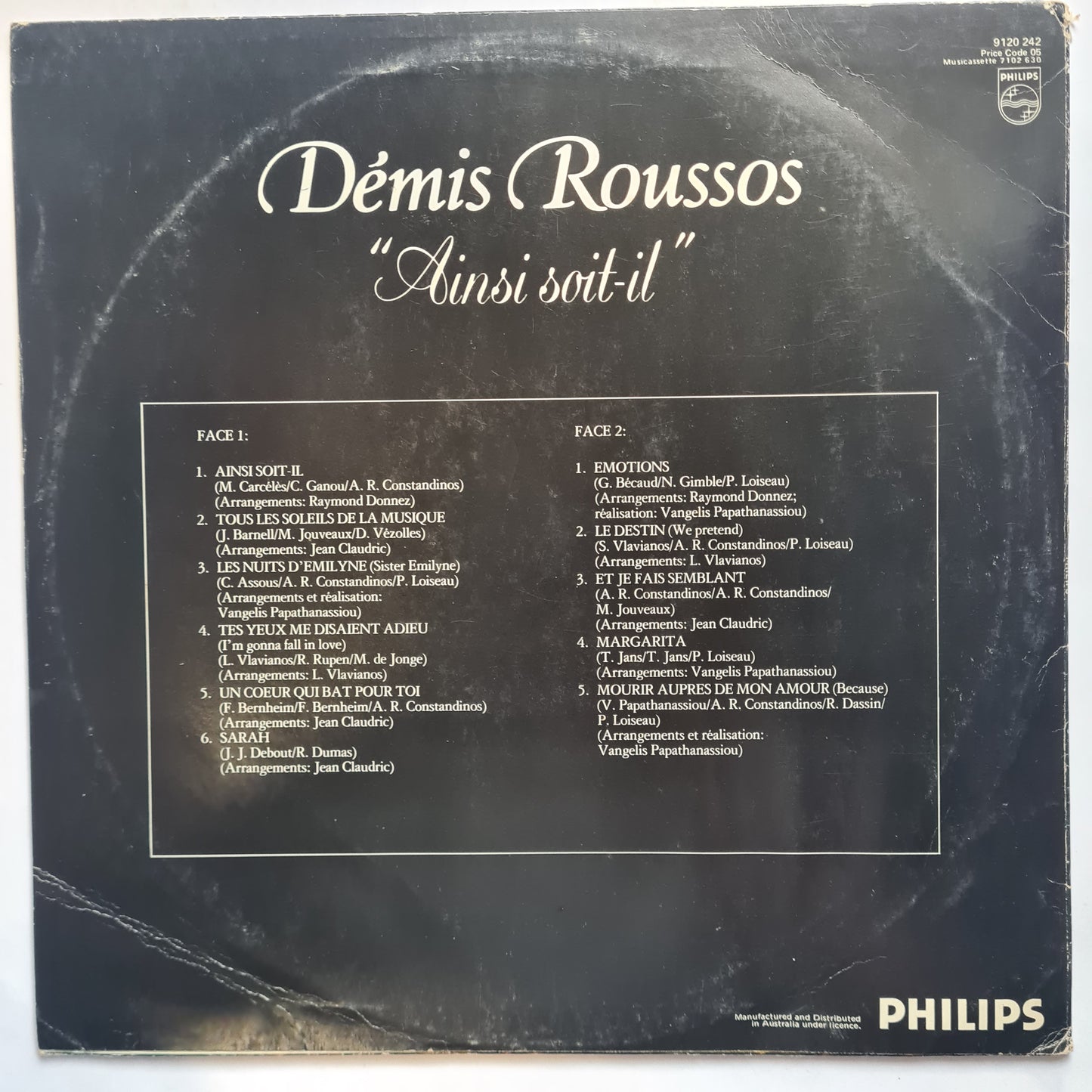 Demis Roussos – "Ainsi Soit-il" - 1978 - Vinyl Record LP