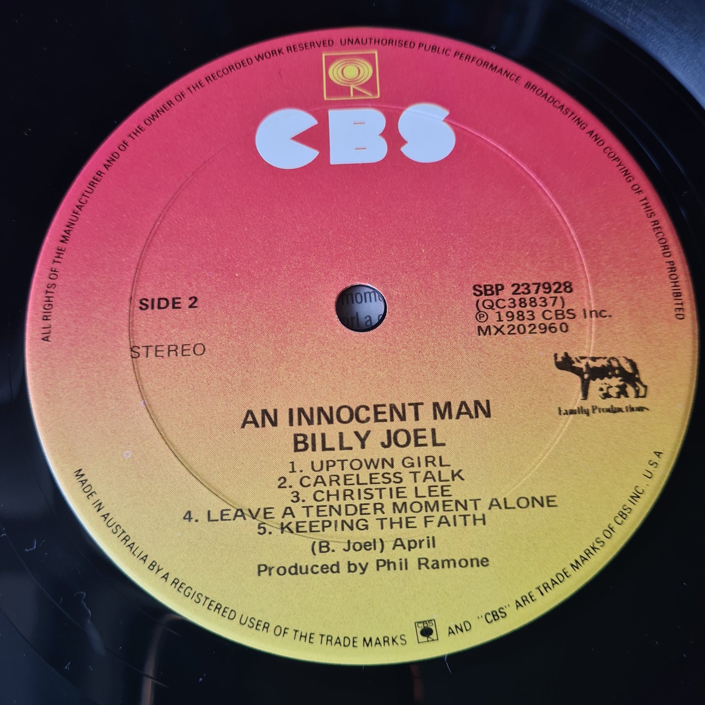 Billy Joel – Innocent Man - 1983 (Australian Pressing) - Vinyl Record LP (near mint)