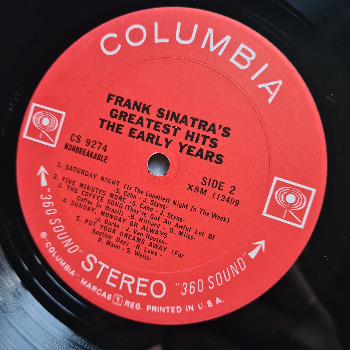 Frank Sinatra – Frank Sinatra's Greatest Hits The Early Years - 1966 - Vinyl Record LP (Copy)