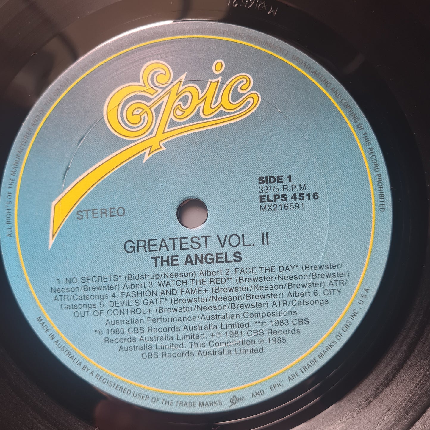 The Angels – Greatest Vol. II - 1985 - Vinyl Record LP