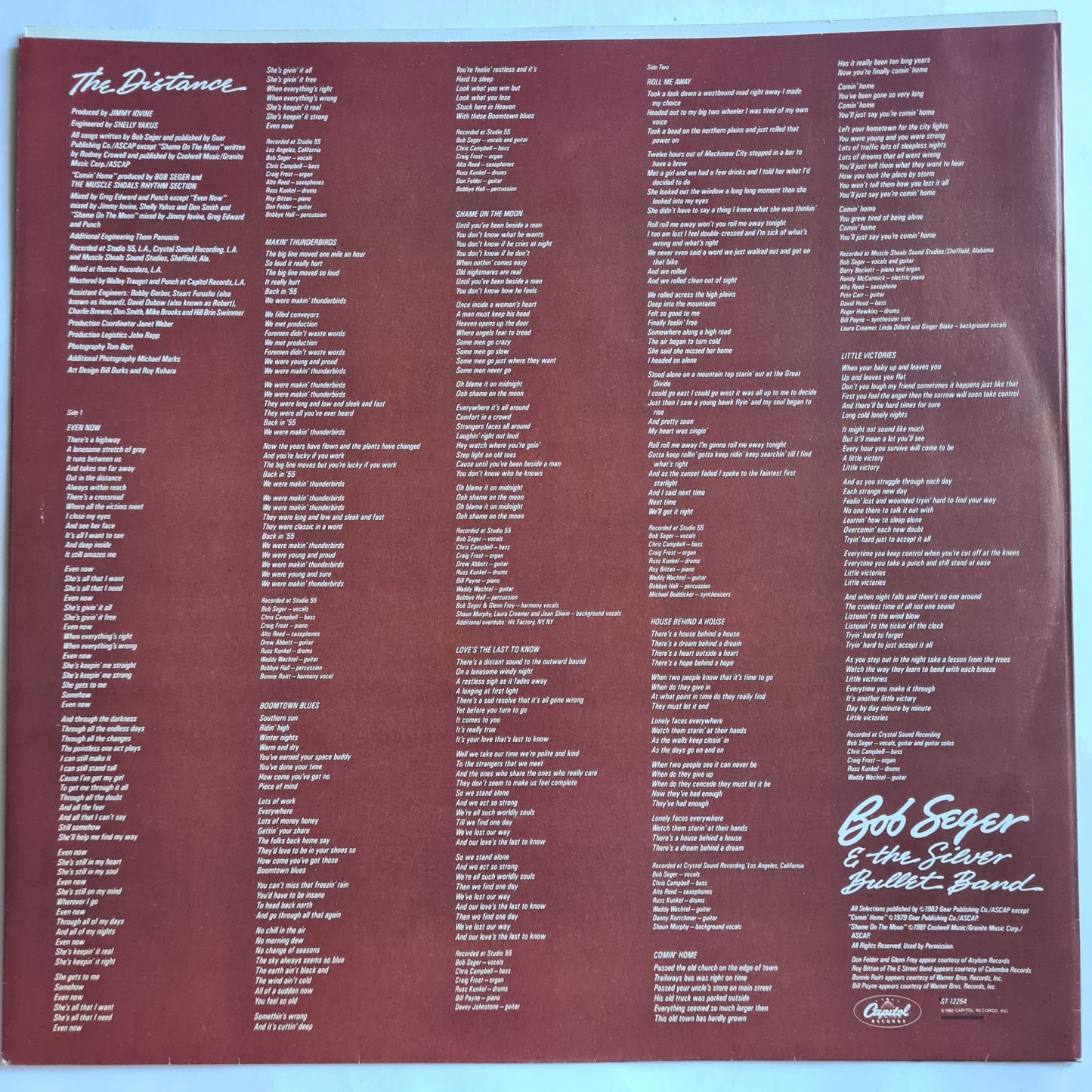 Bob Seger & The Silver Bullet Band – The Distance - 1982 - Vinyl Record LP (near mint)