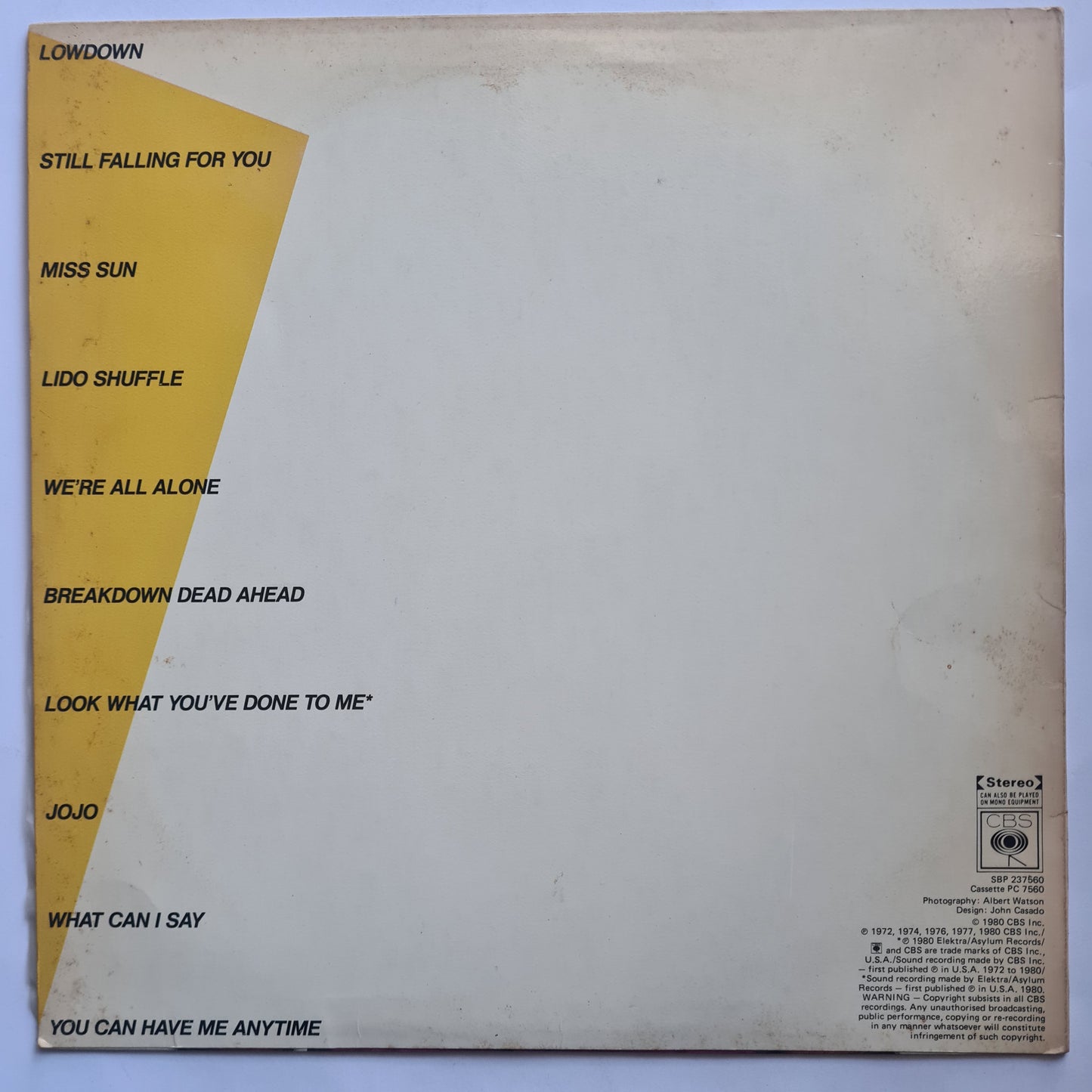 Boz Scaggs – HITS! - 1980 - Vinyl Record LP