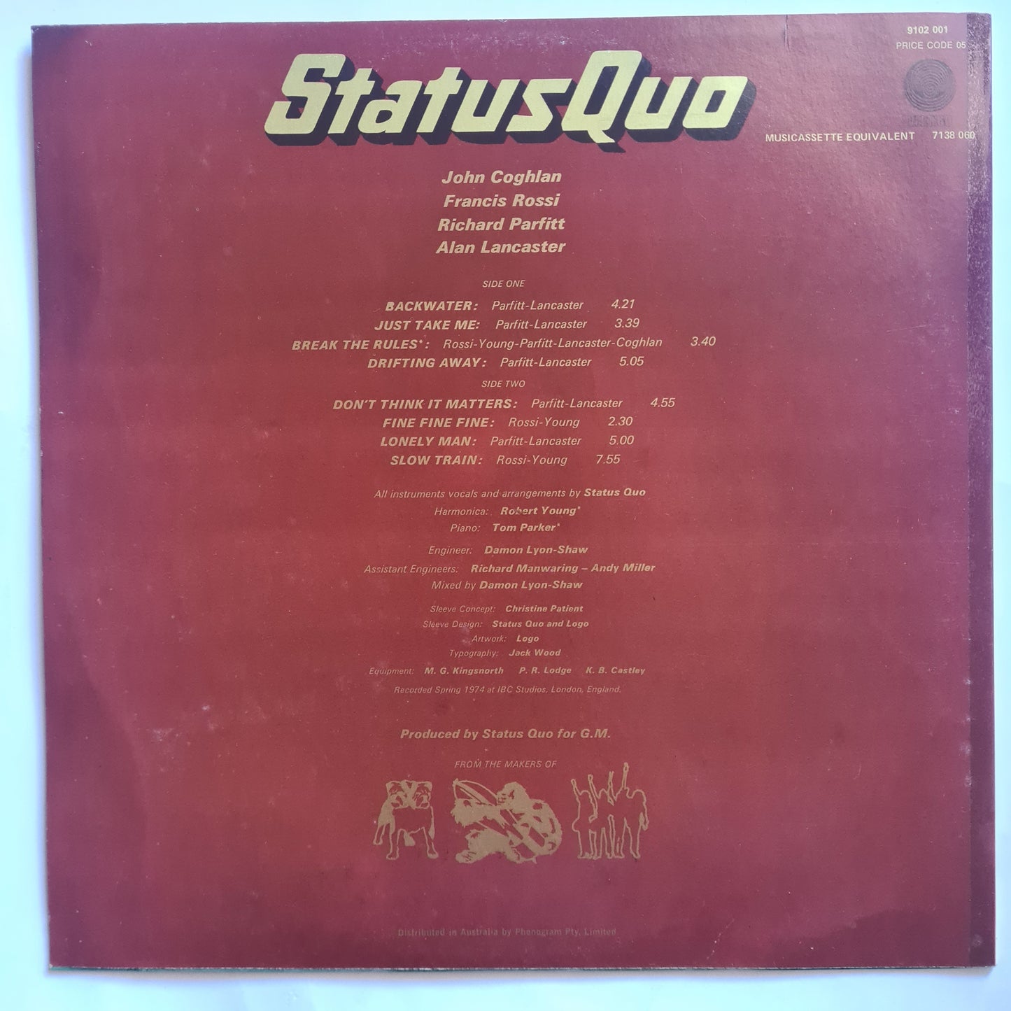 Status Quo – Quo - 1974 - Vinyl Record LP