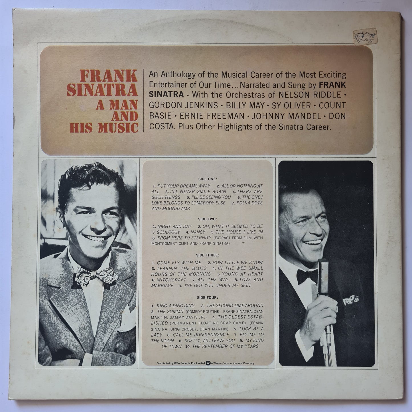 Frank Sinatra – A Man And His Music - 1965 - Vinyl Record 2LP