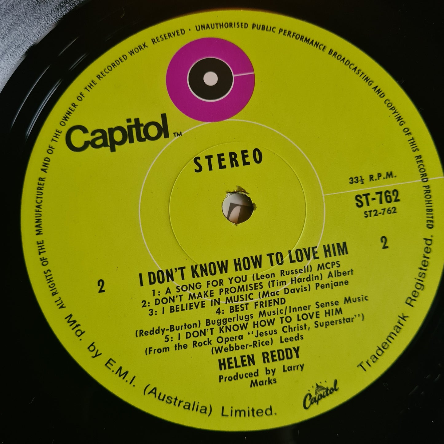 Helen Reddy – I Don't Know How To Love Him - 1973 - Vinyl Record LP