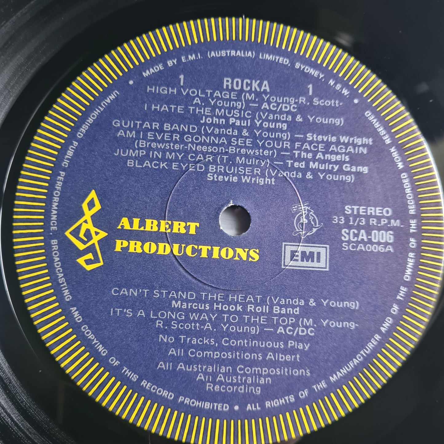 Various Artists (AC/DC, Angels, Stevie Wright, etc) – Rocka - 1976 - Vinyl Record LP (near mint - with insert)