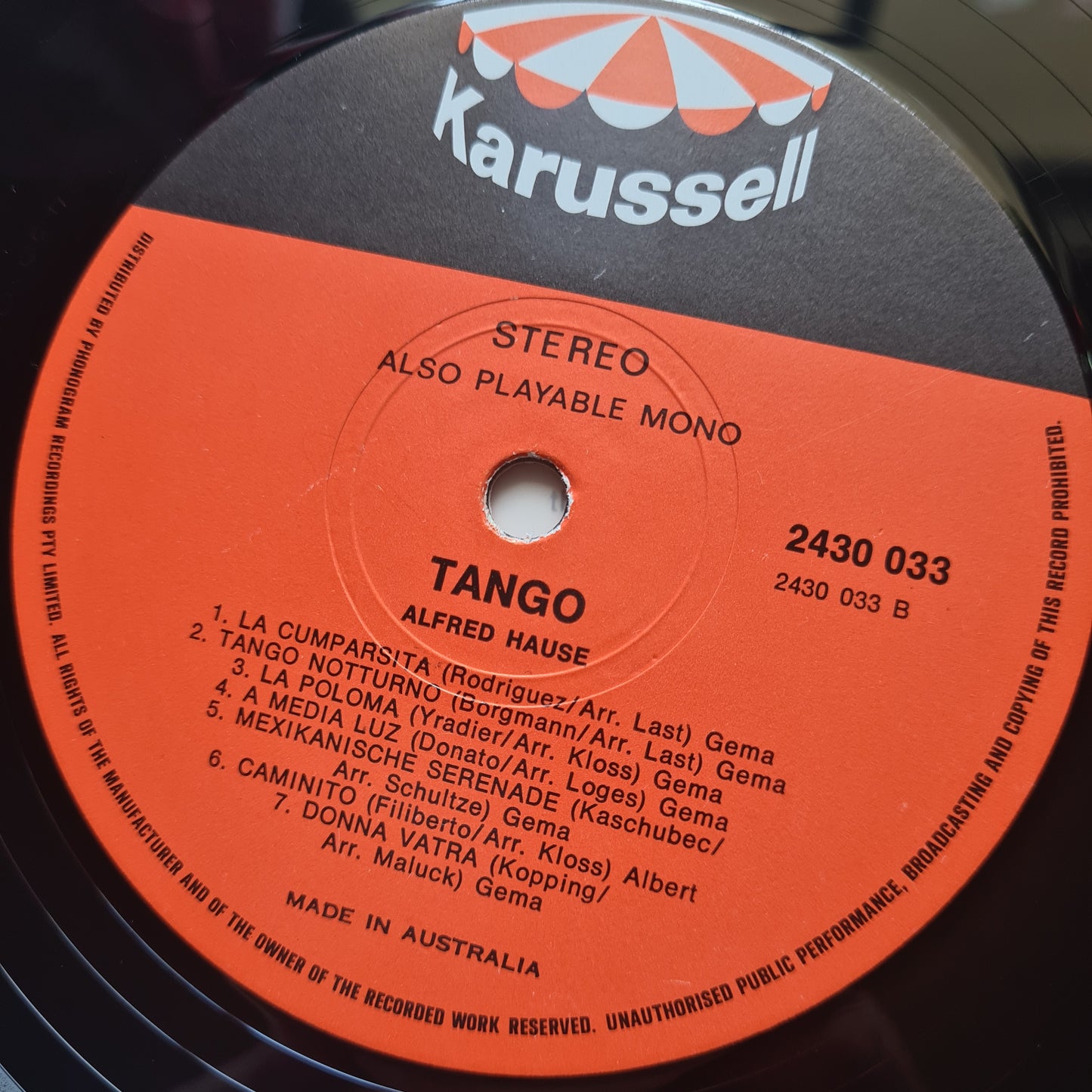 Alfred Hause – Tango - 1967 - Vinyl Record LP