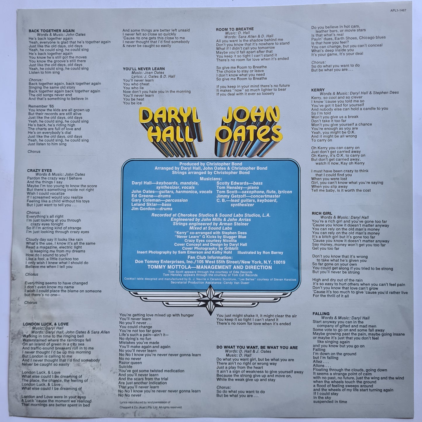 Daryl Hall & John Oates – Bigger Than Both Of Us - 1976 - Vinyl Record LP