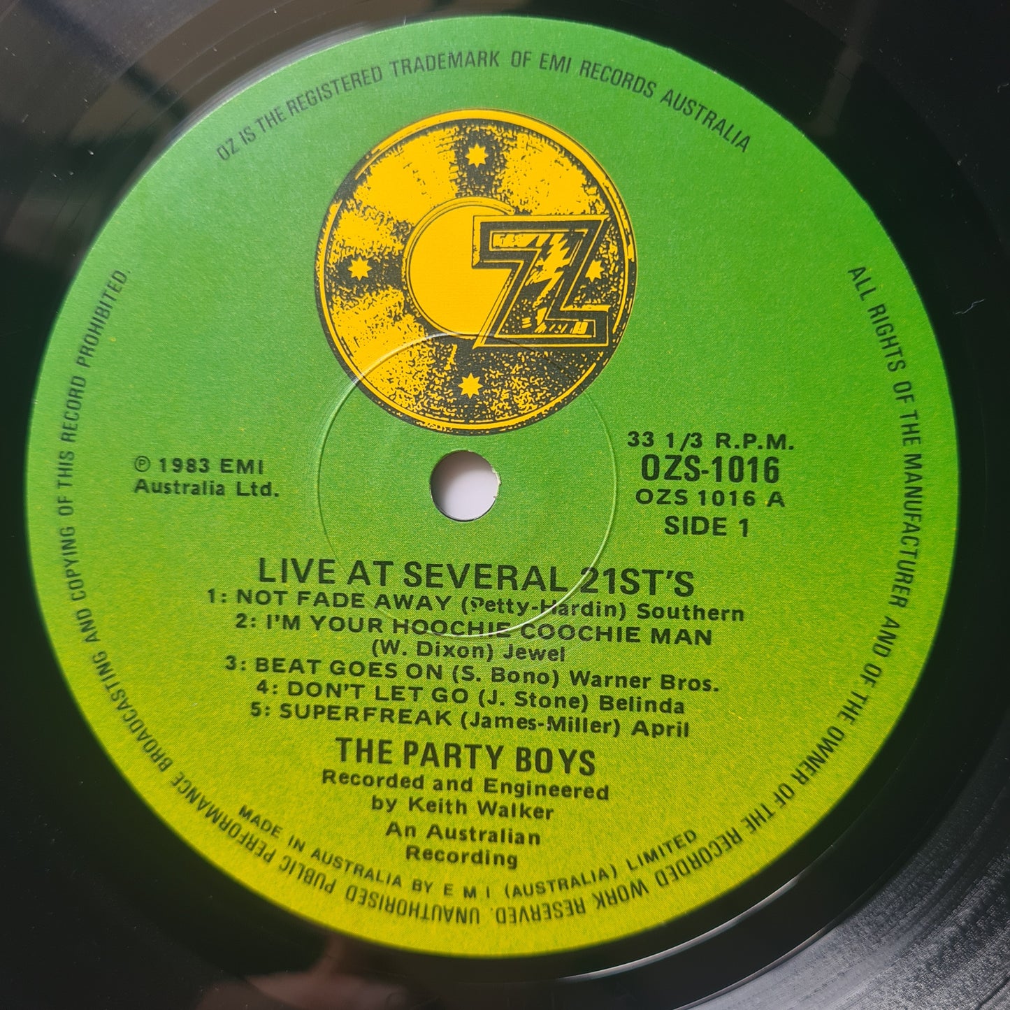 The Party Boys – Live At Several 21st's - 1983 - Vinyl Record LP (Kevin Borich,James Reyne etc)
