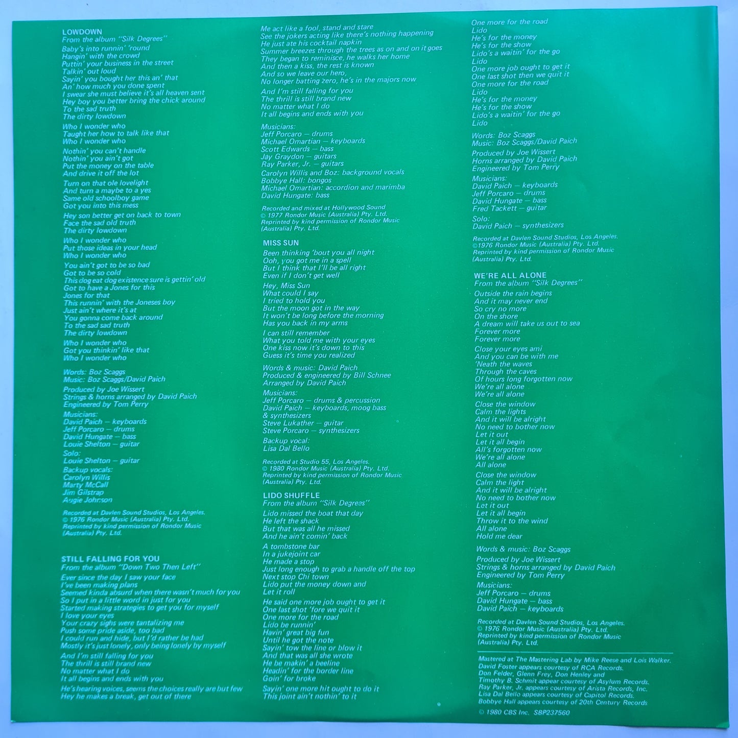 Boz Scaggs – HITS! - 1980 - Vinyl Record LP
