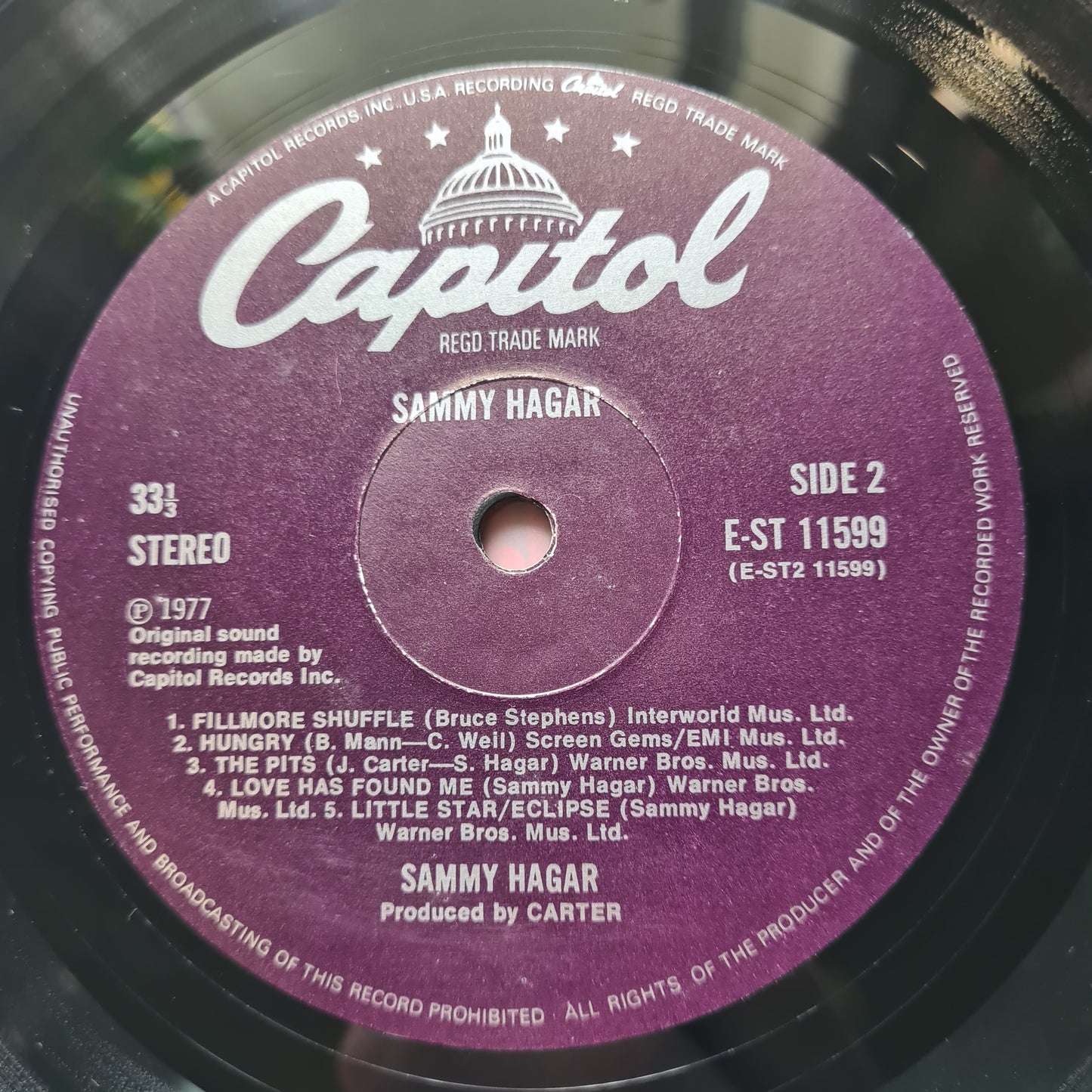 Sammy Hagar – Sammy Hagar- 1977 (UK Pressing) - Vinyl Record LP