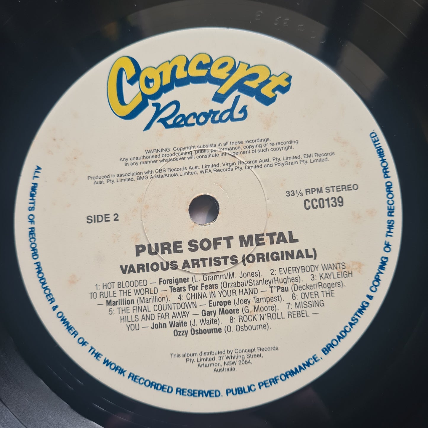 Various Artists – Pure Soft Metal - 1990 - Vinyl Record LP