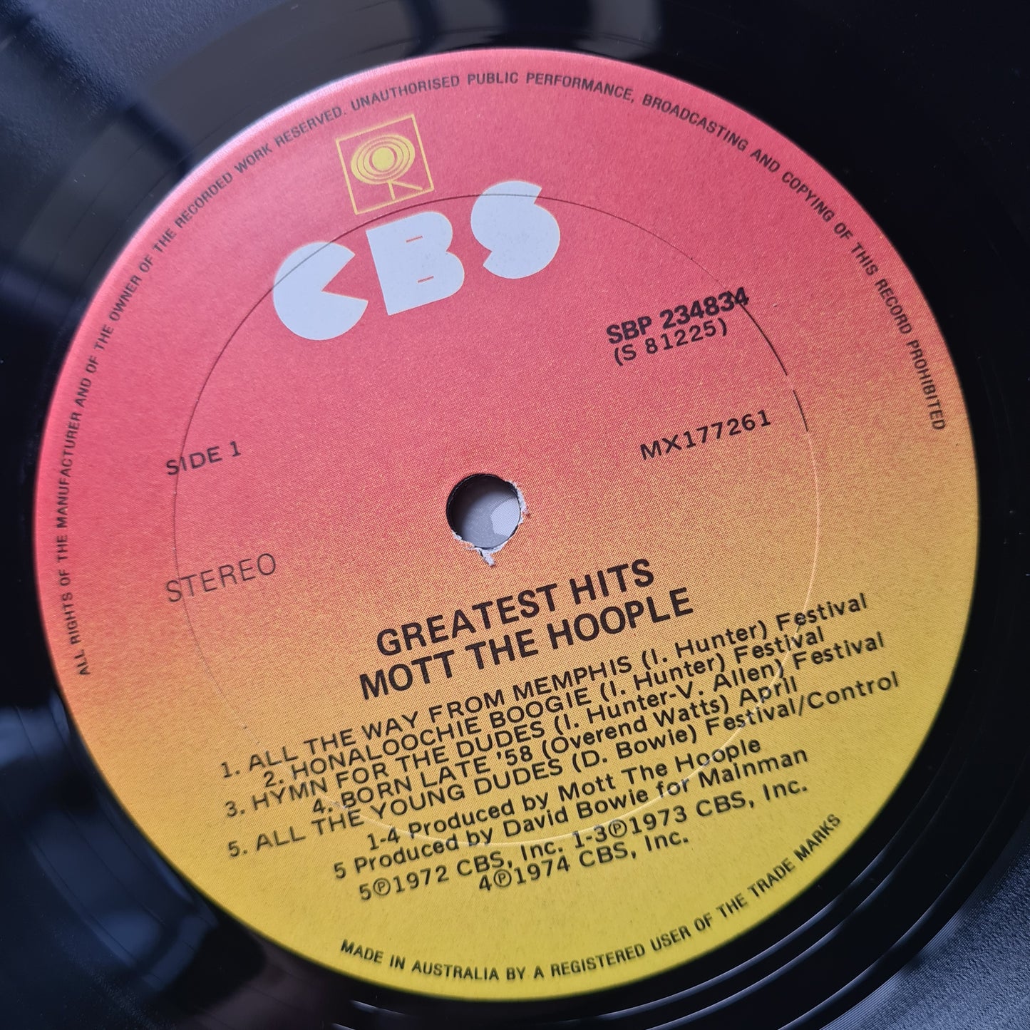 Mott The Hoople – Greatest Hits - 1976 - Vinyl Record LP