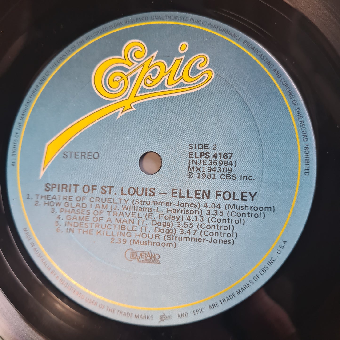 Ellen Foley - Spirit OF St. Louis - 1981 - Vinyl Record LP