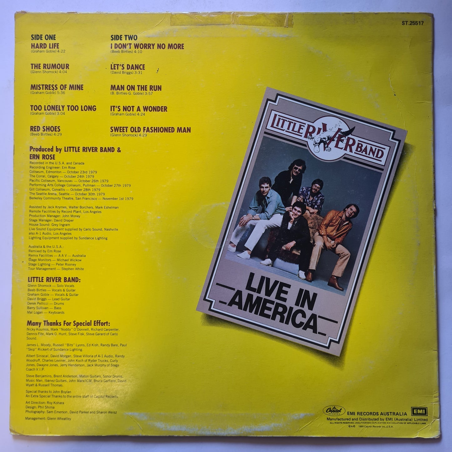 Little River Band - Live In America - 1980 - Vinyl Record LP