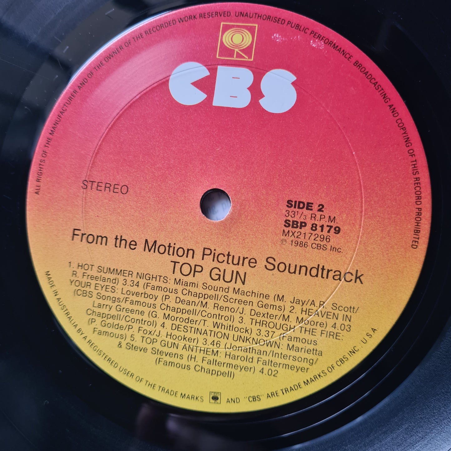 Top Gun – Original Motion Picture Soundtrack - 1986 - Vinyl Record LP