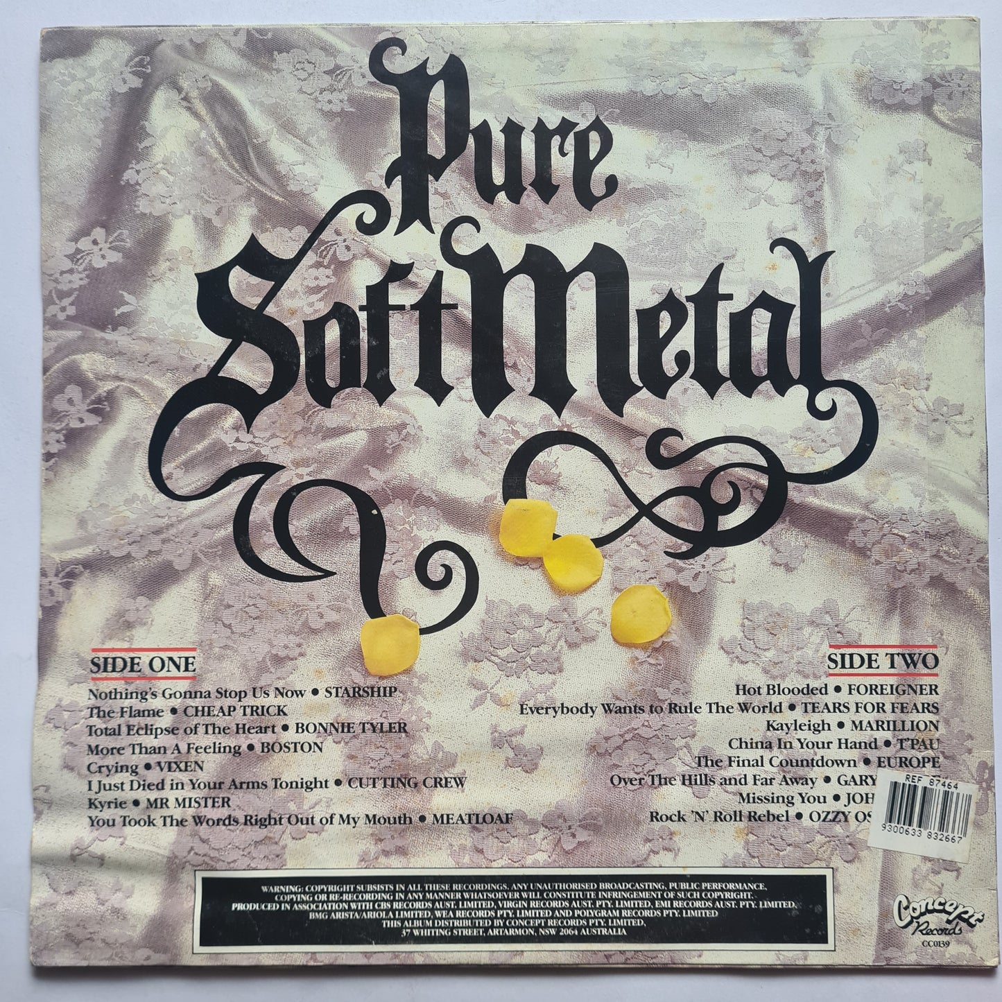 Various Artists – Pure Soft Metal - 1990 - Vinyl Record LP