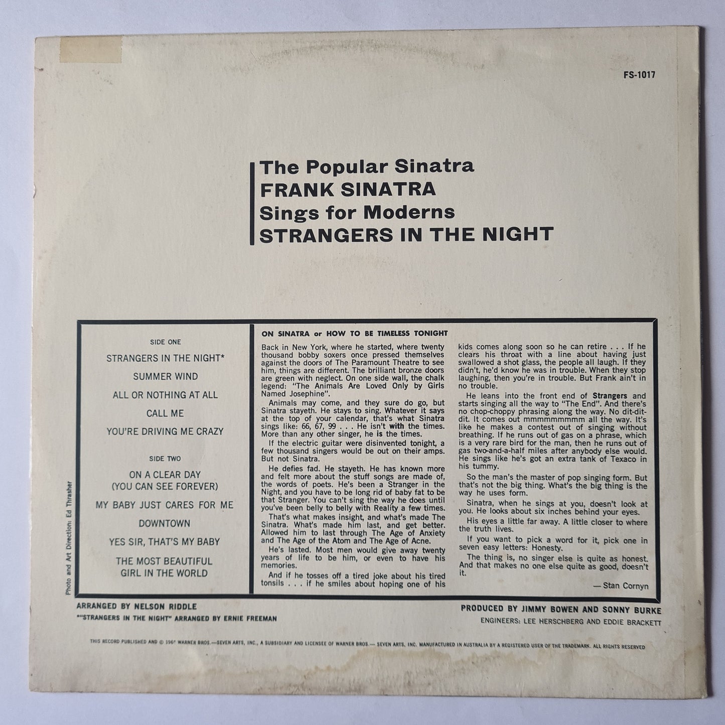 Frank Sinatra – Strangers In The Night - 1966 - Vinyl Record