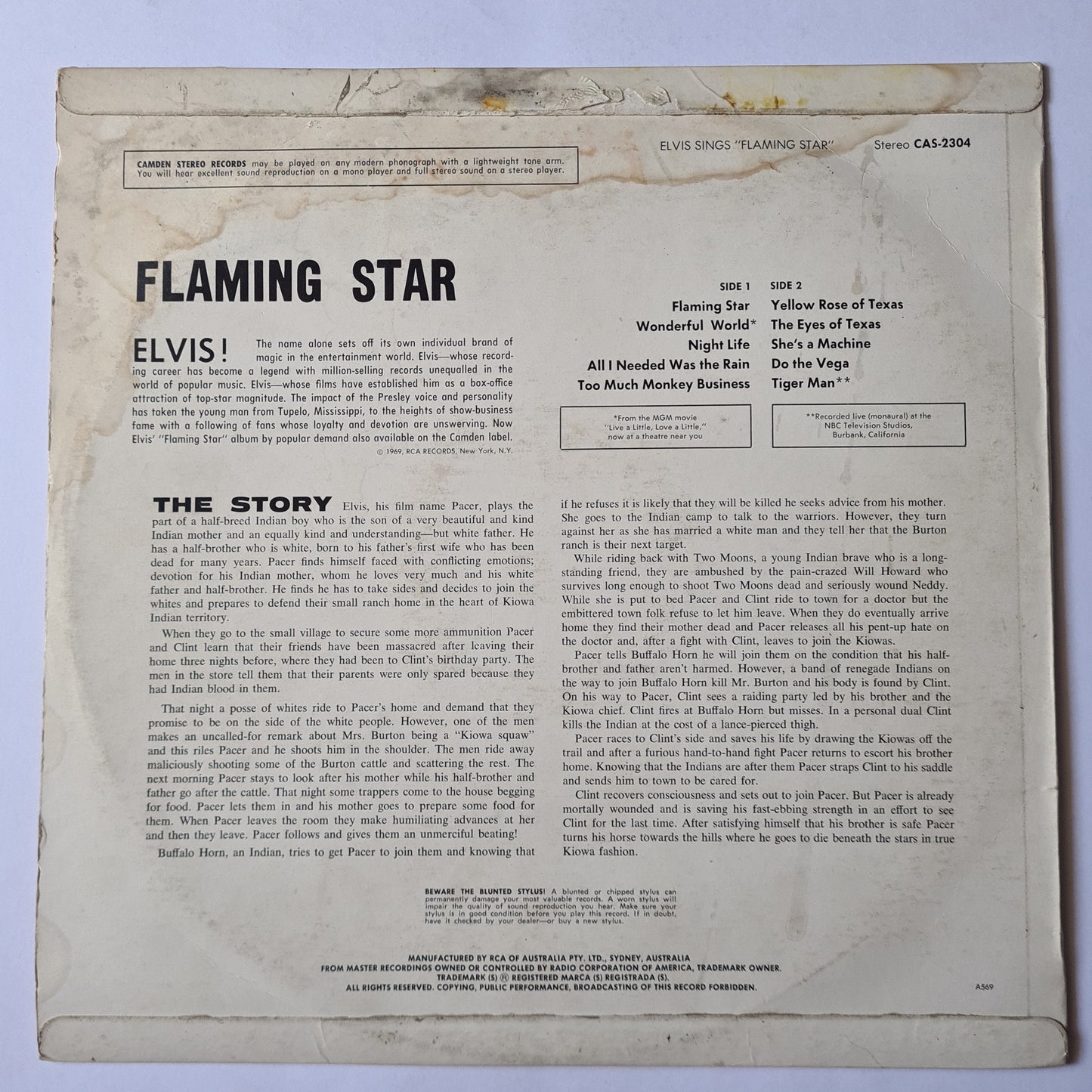 Elvis Presley – Sings Flaming Star - 1969 - Vinyl Record