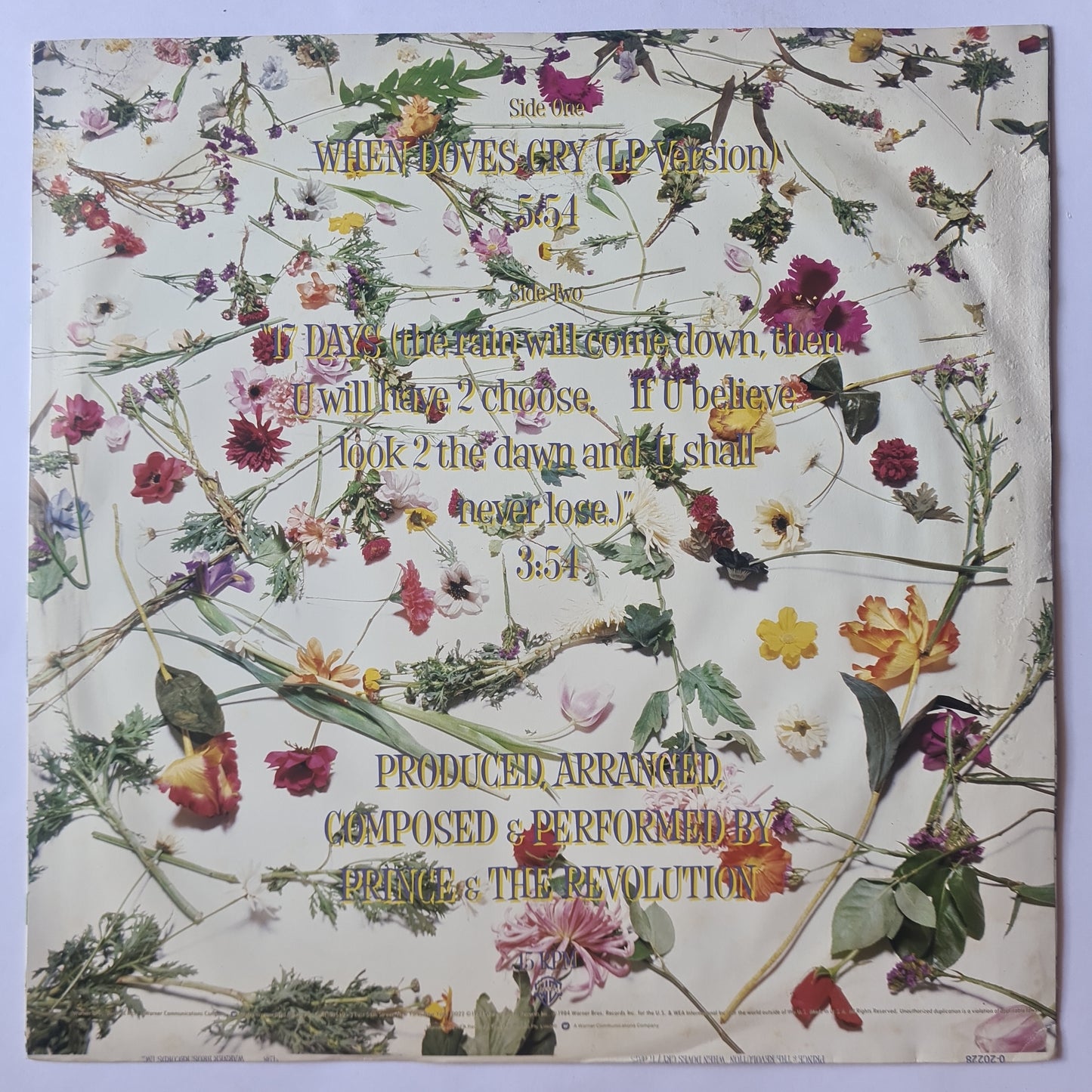 Prince – When Doves Cry (12inch Maxi Single) - 1984