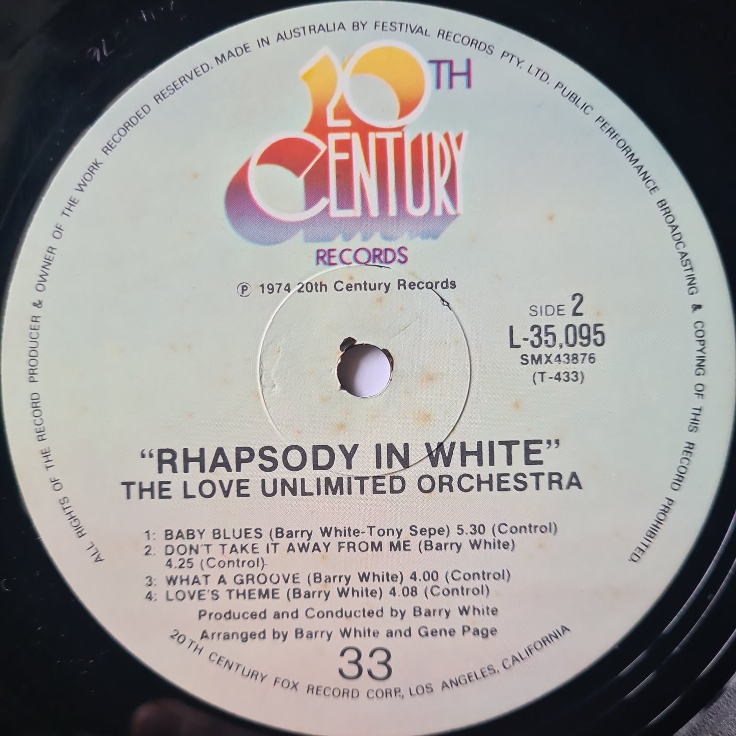 Barry White – The Love Unlimited Orchestra: Rhapsody In White - 1973 - Vinyl Record