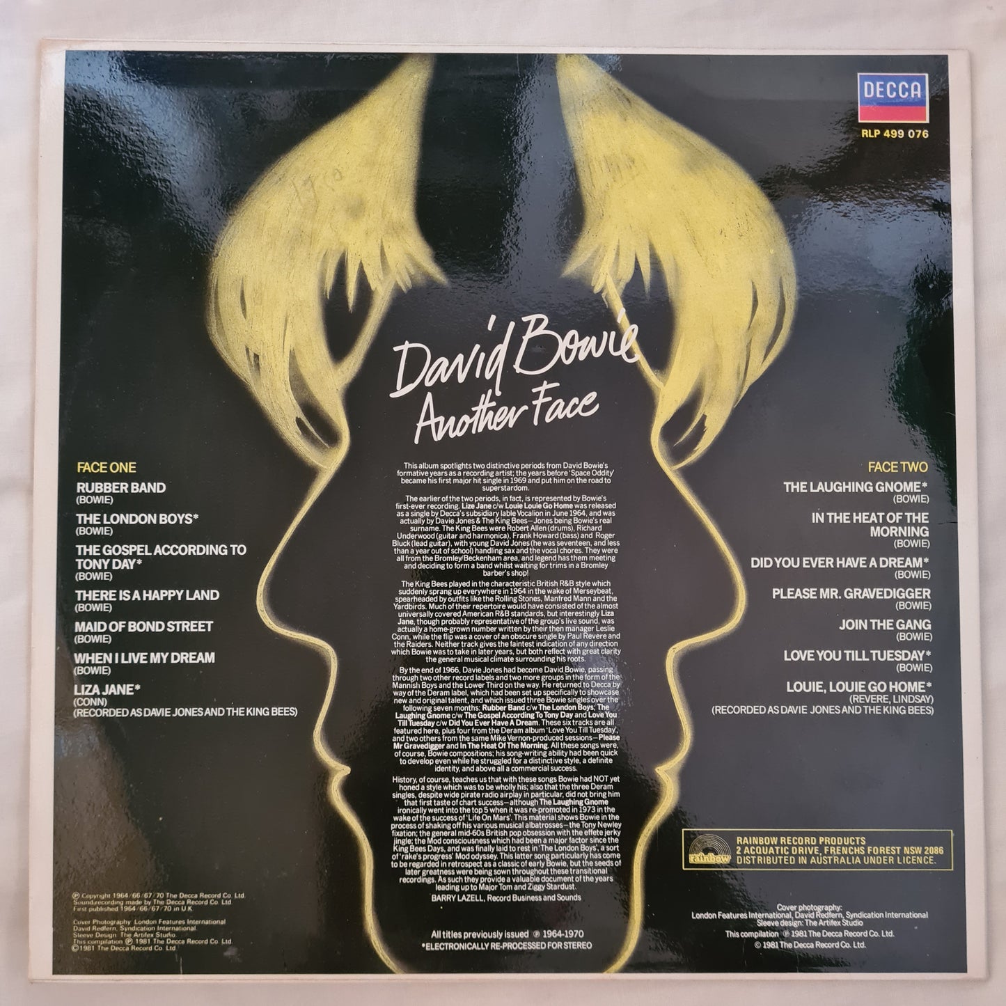 David Bowie – Another Face - 1981 - Vinyl Record
