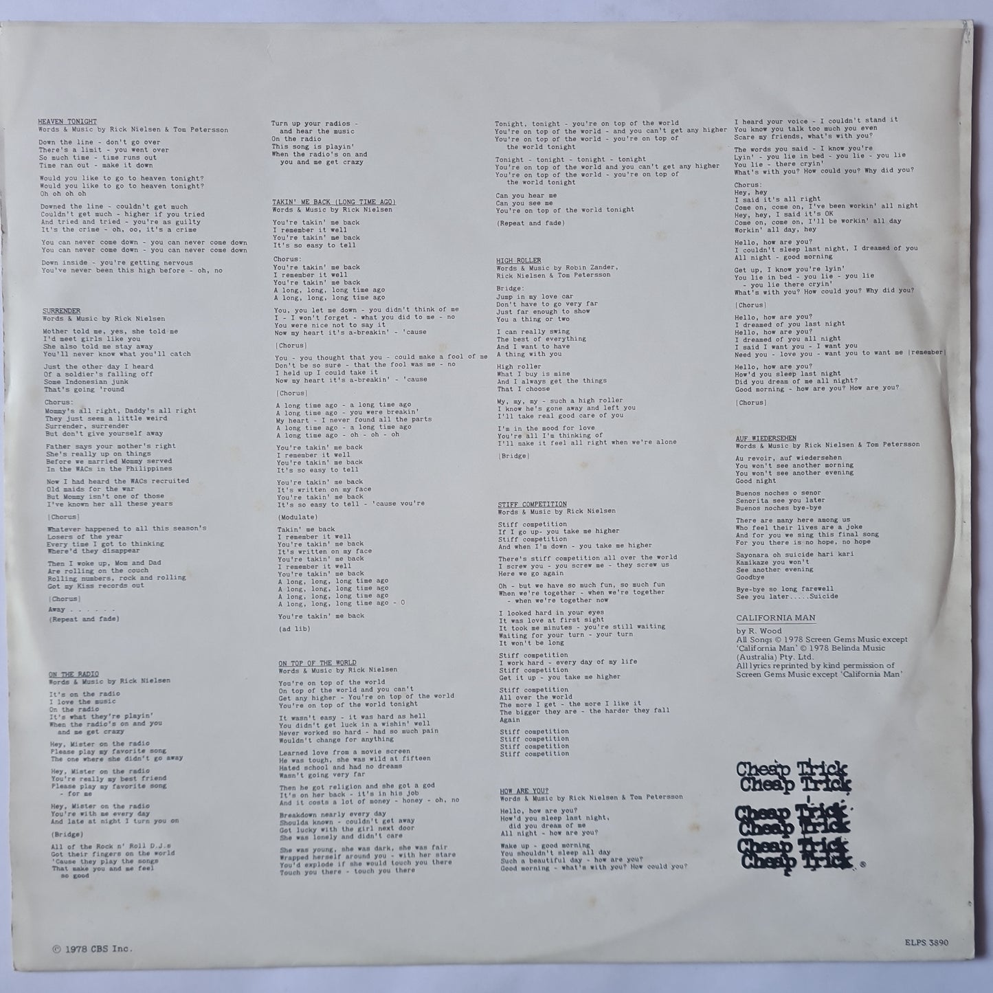 Cheap Trick – Heaven Tonight - 1978 - Vinyl Record