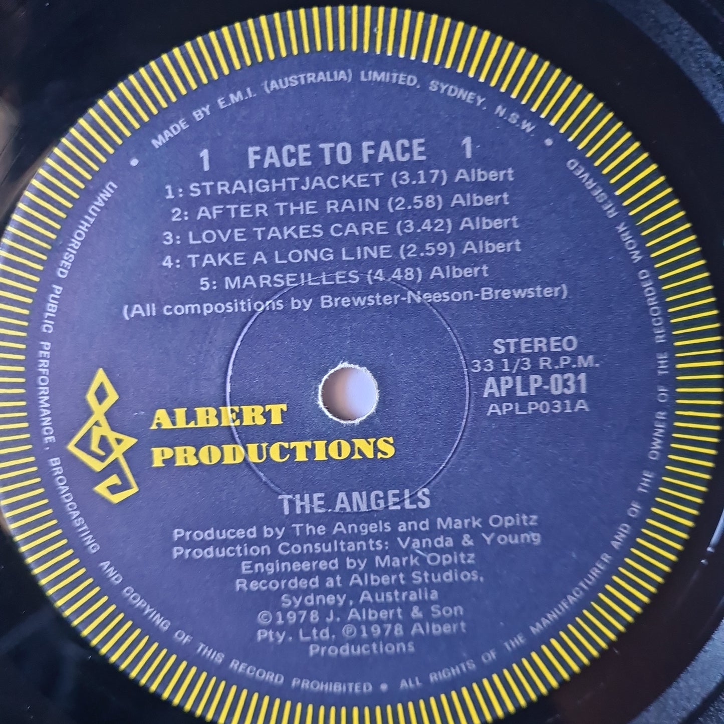 The Angels – Face To Face - 1978 (Gatefold) - Vinyl Record