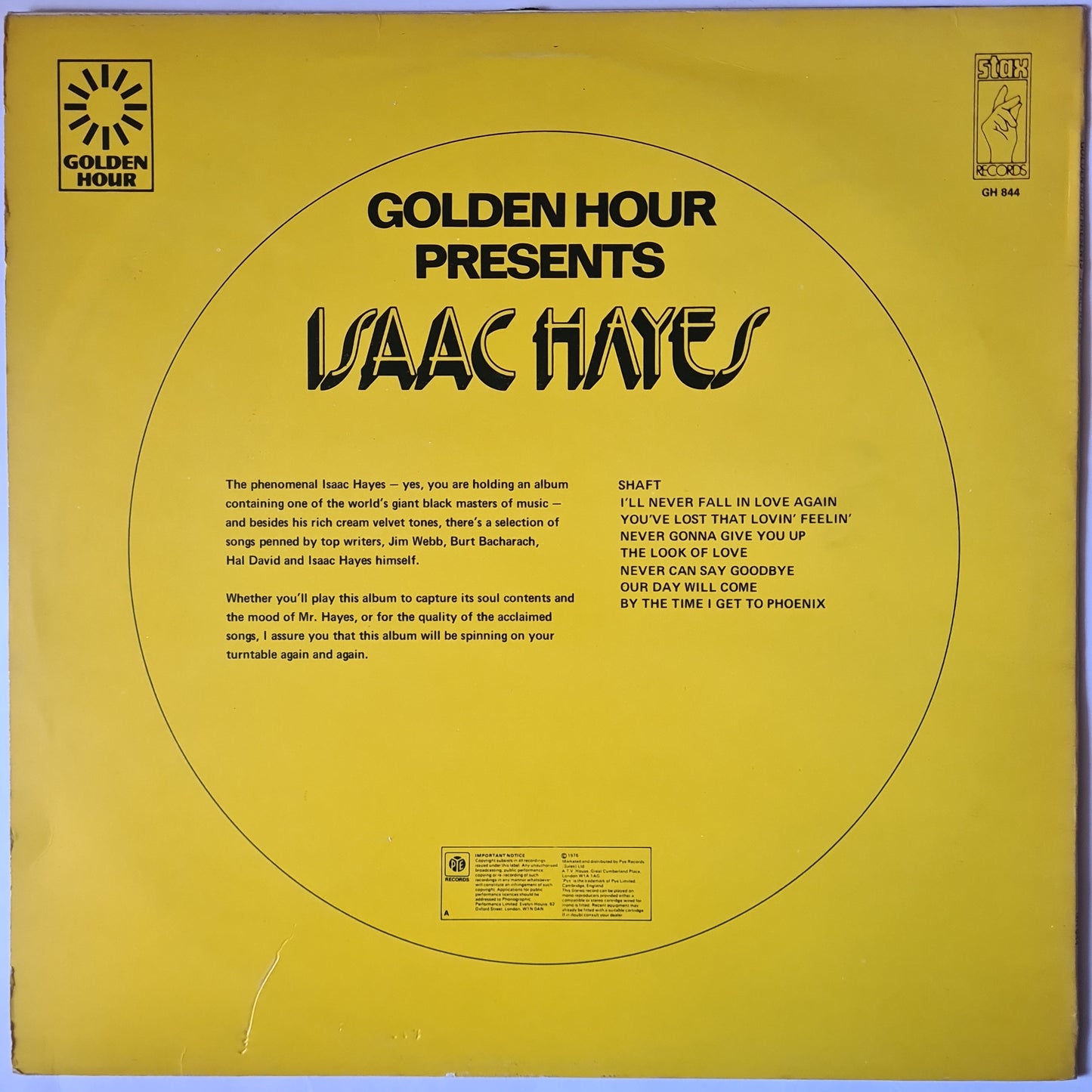 Issac Hayes – Golden Hour Presents: Issac Hayes - 1976 - Vinyl Record