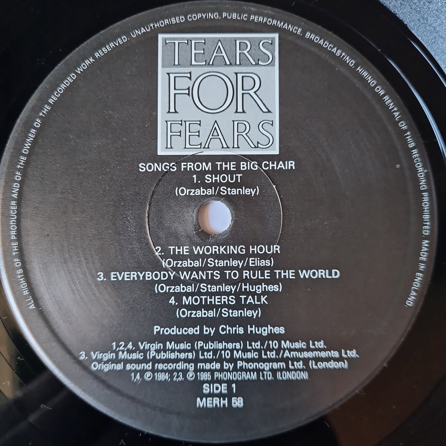 Tears For Fears – Songs From the Big Chair - 1985 - Vinyl Record