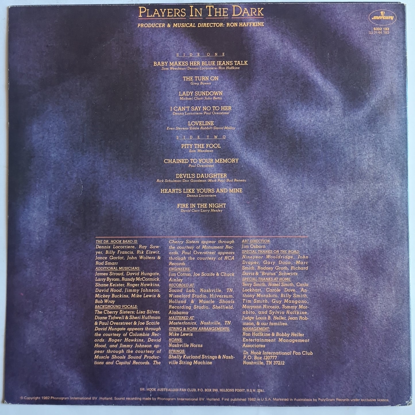 Dr Hook – Players In The Dark - 1982 - Vinyl Record