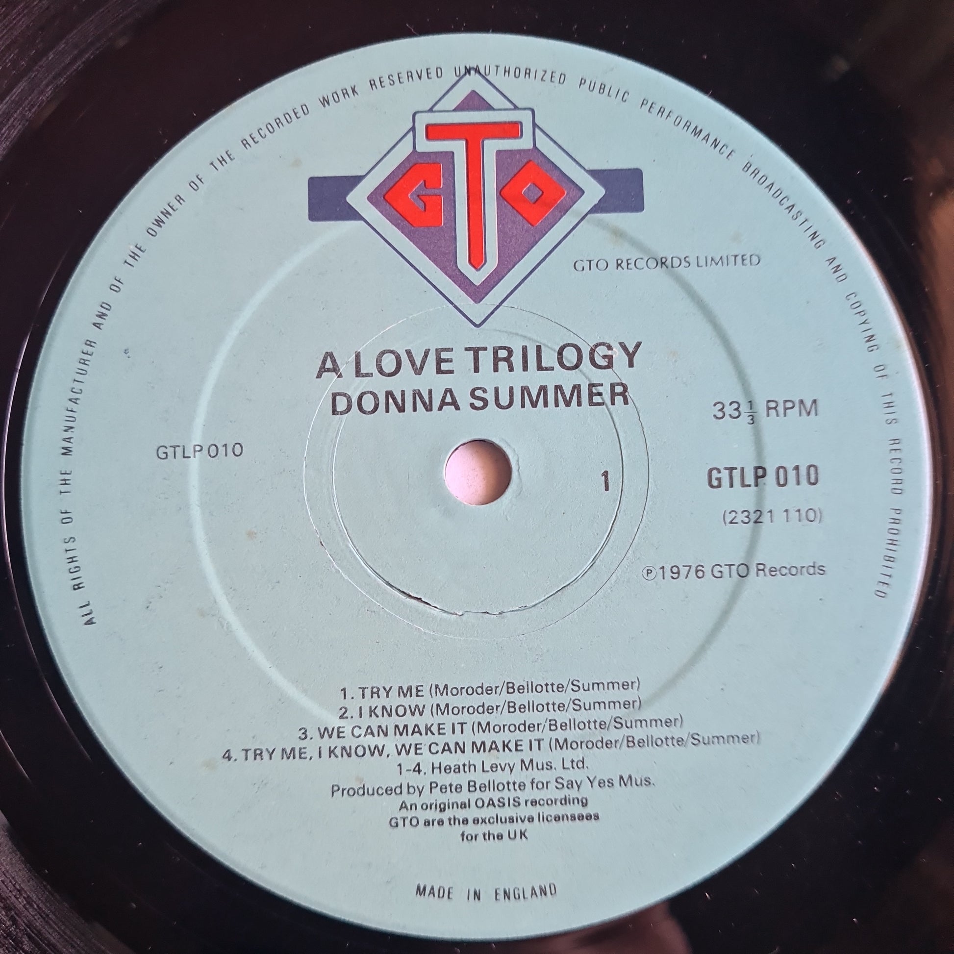 Donna Summer – A Love Trilogy 1976 Vinyl Record – Sound Hound Records