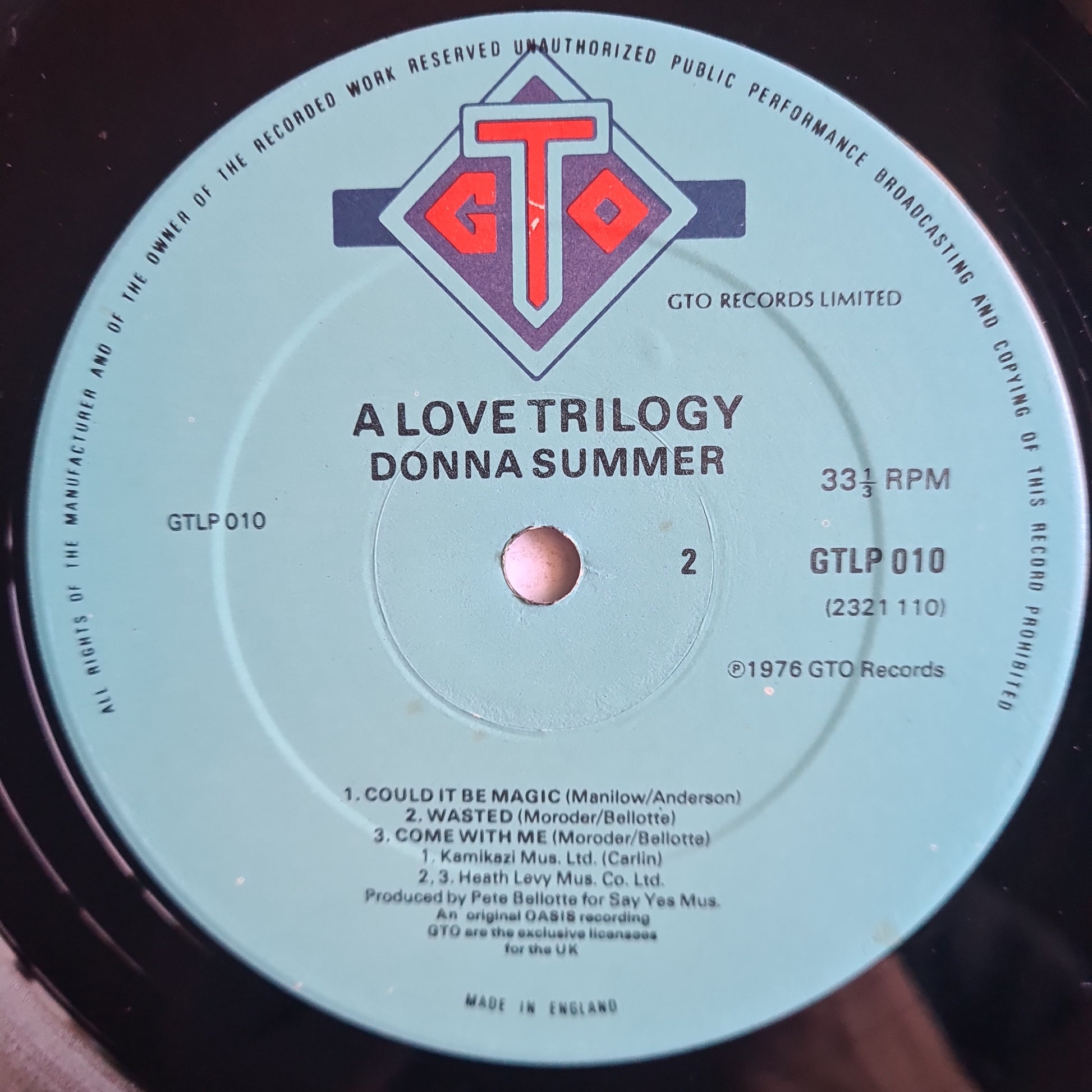 Donna Summer – A Love Trilogy 1976 Vinyl Record – Sound Hound Records