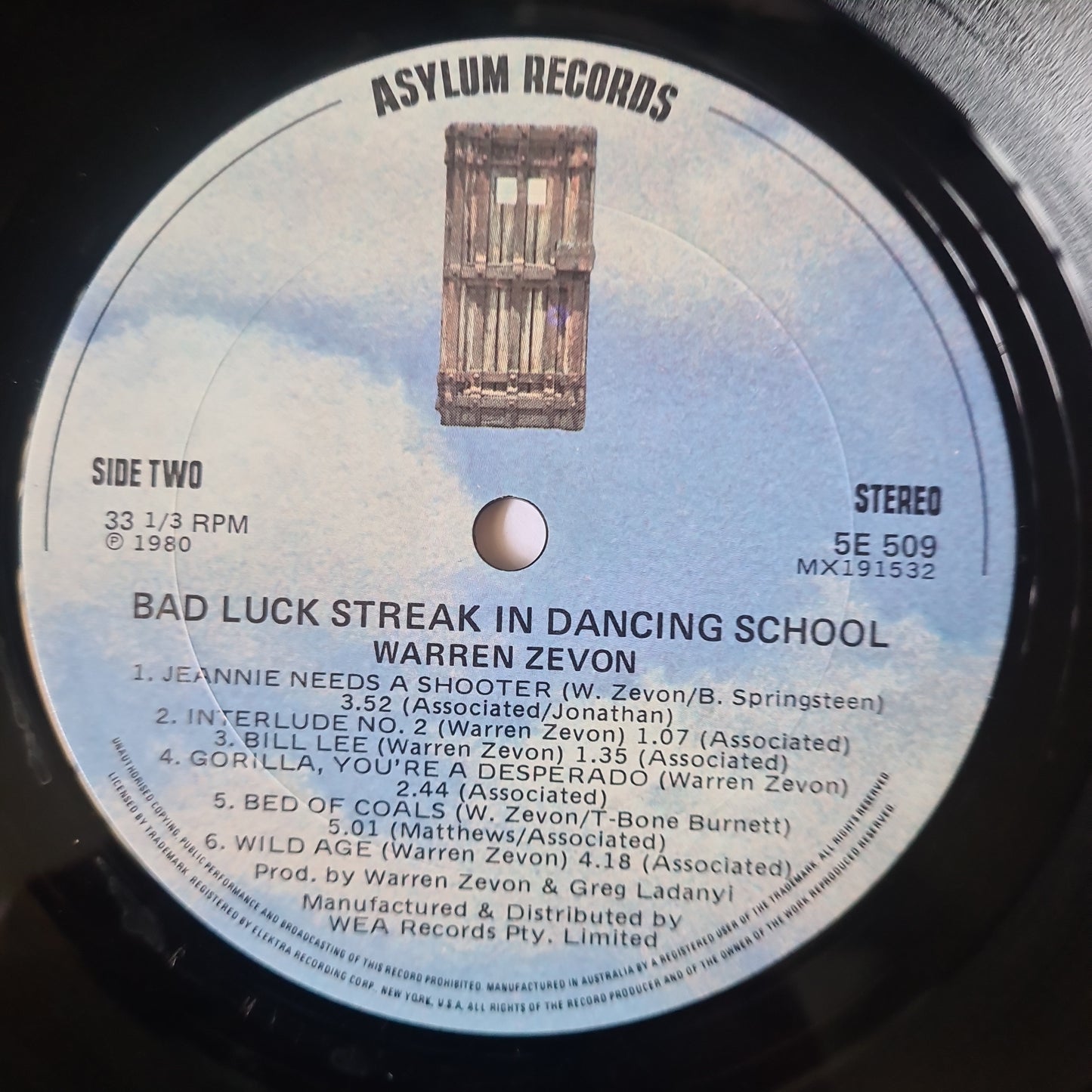 Warren Zevon – Bad Luck Streak In Dancing School - 1980 - Vinyl Record