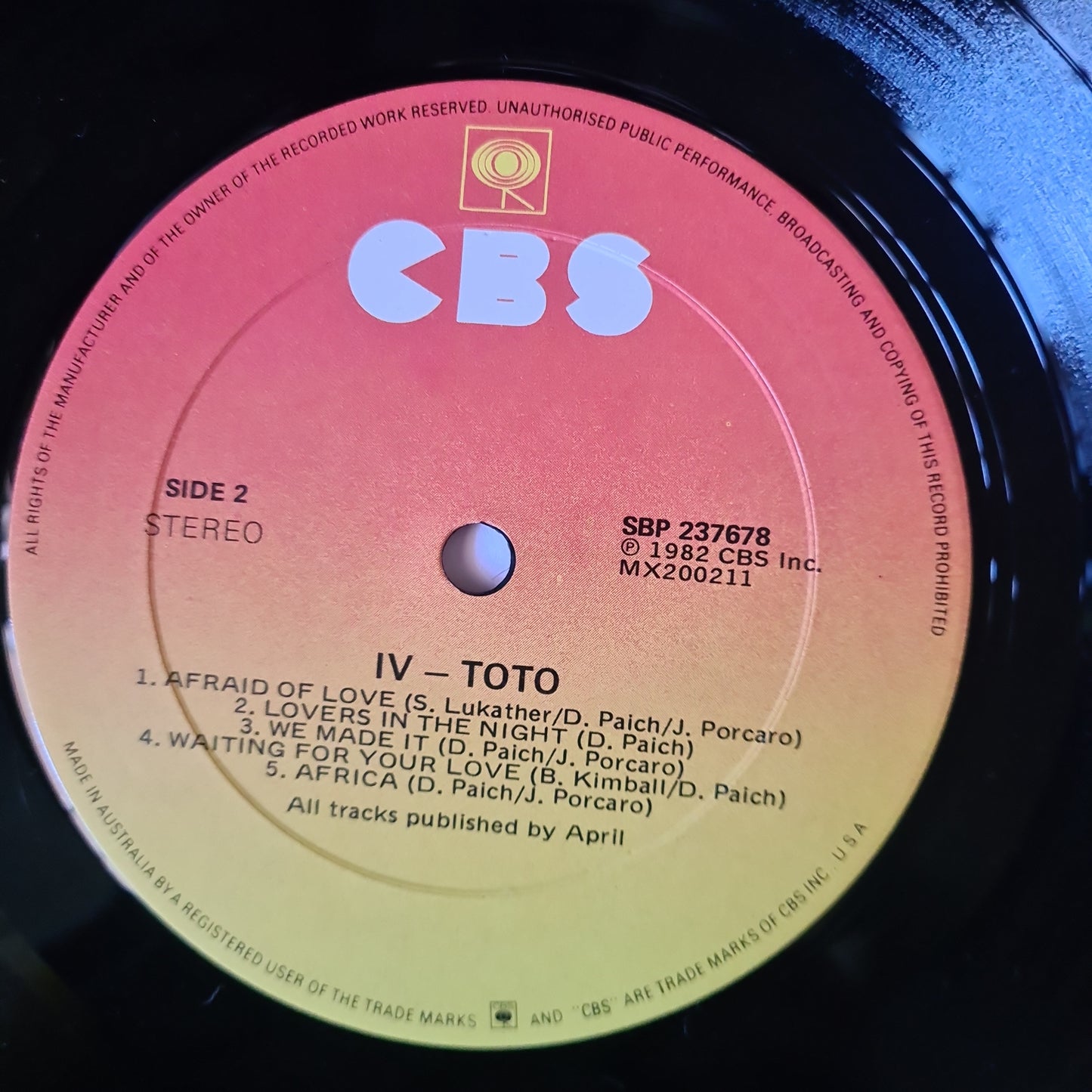 Toto – Toto IV - 1982 - Vinyl Record