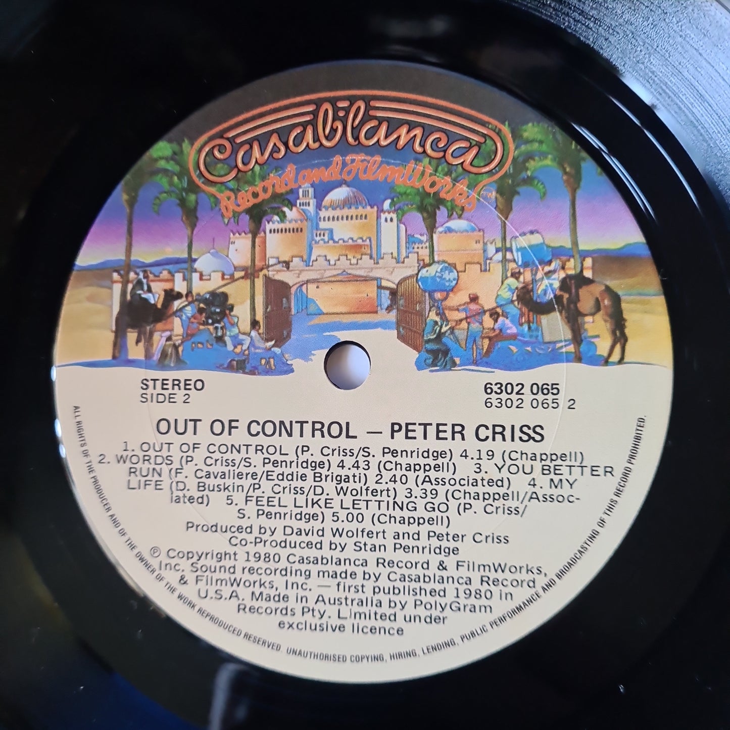 Peter Criss/ KISS – Out Of Control - 1980 - Vinyl Record