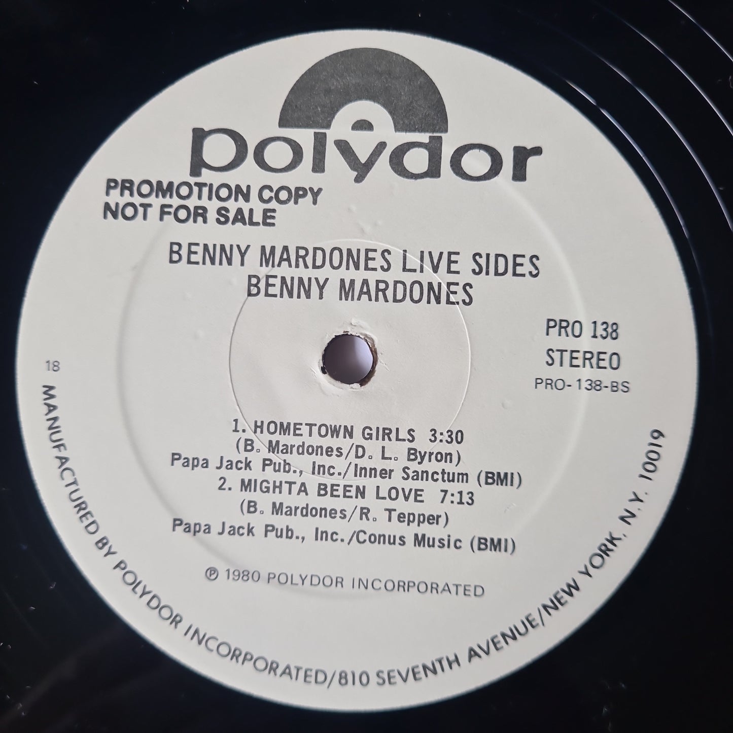 Benny Mardones – Live Sides - 1980 (Promotional Only Copy) - Vinyl Record