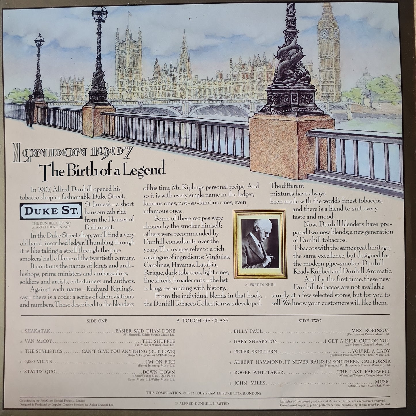 Various Artists/Hits album - Dunhill Presents: A Touch Of Class - 1982 - Vinyl Record