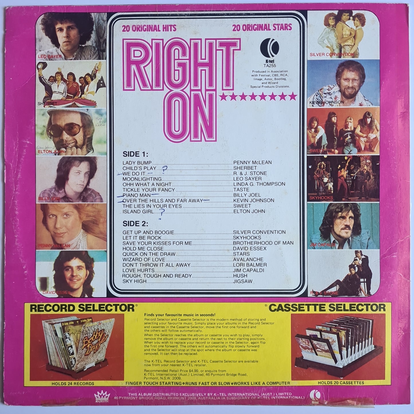 Various Artists/Hits album - Right On - 1976 - Vinyl Record
