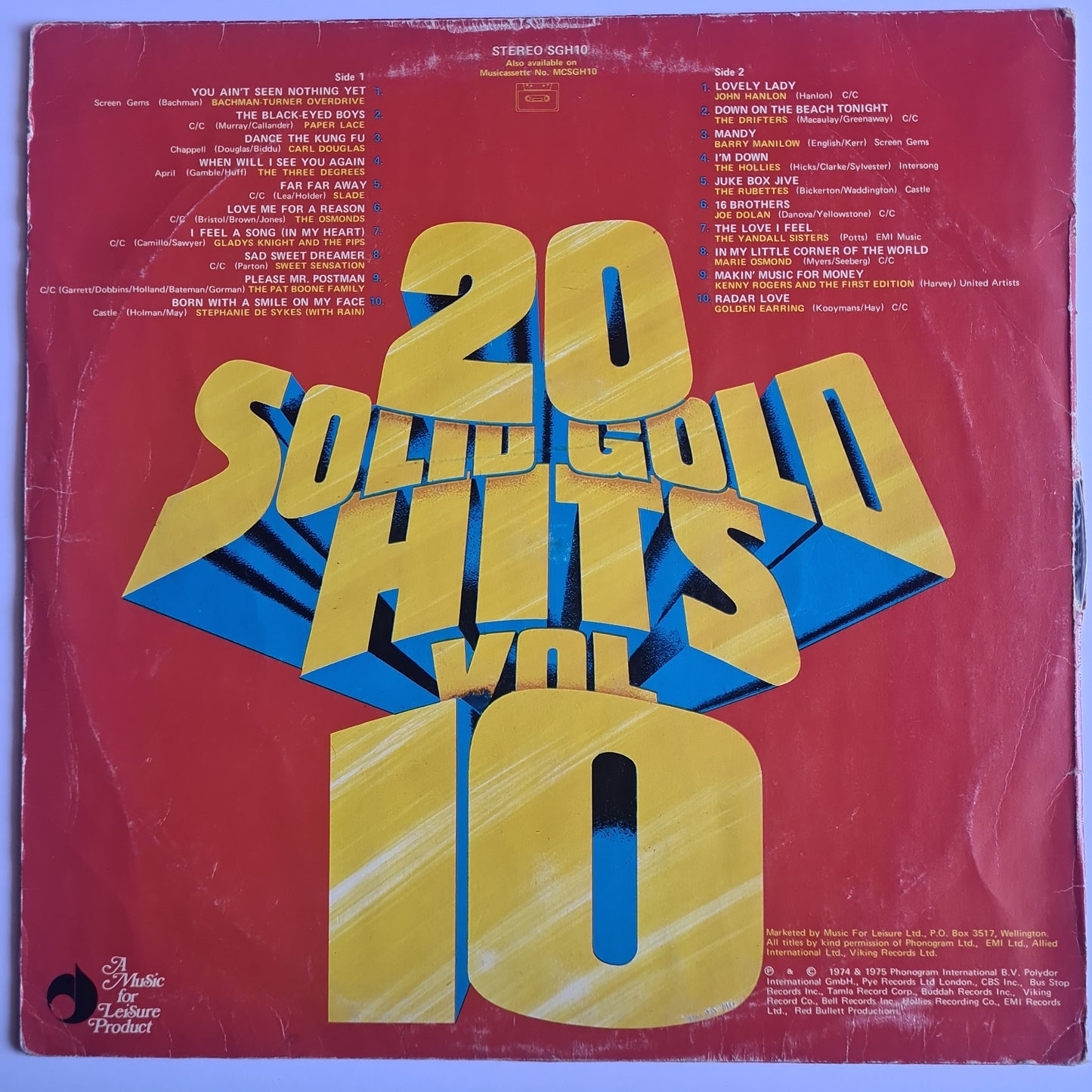 Various Artists/Hits album - 20 Solid Gold Hits Vol. 10 - 1975 - Vinyl Record