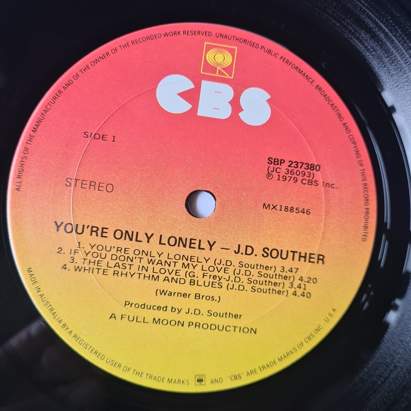 J.D Souther (Eagles) – You're Only Lonely - 1979 - Vinyl Record