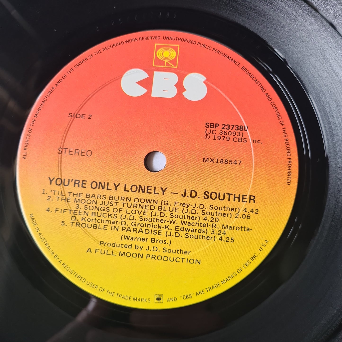 J.D Souther (Eagles) – You're Only Lonely - 1979 - Vinyl Record