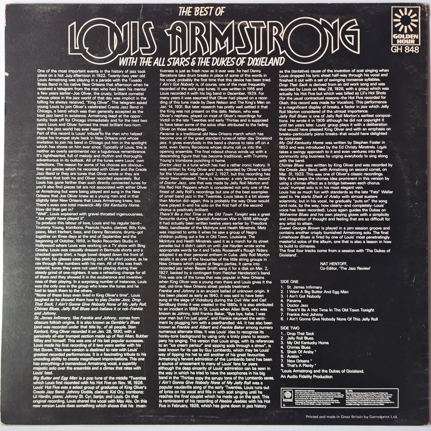 Louis Armstrong – The Best Of Louis Armstrong - 1978 - Vinyl Record