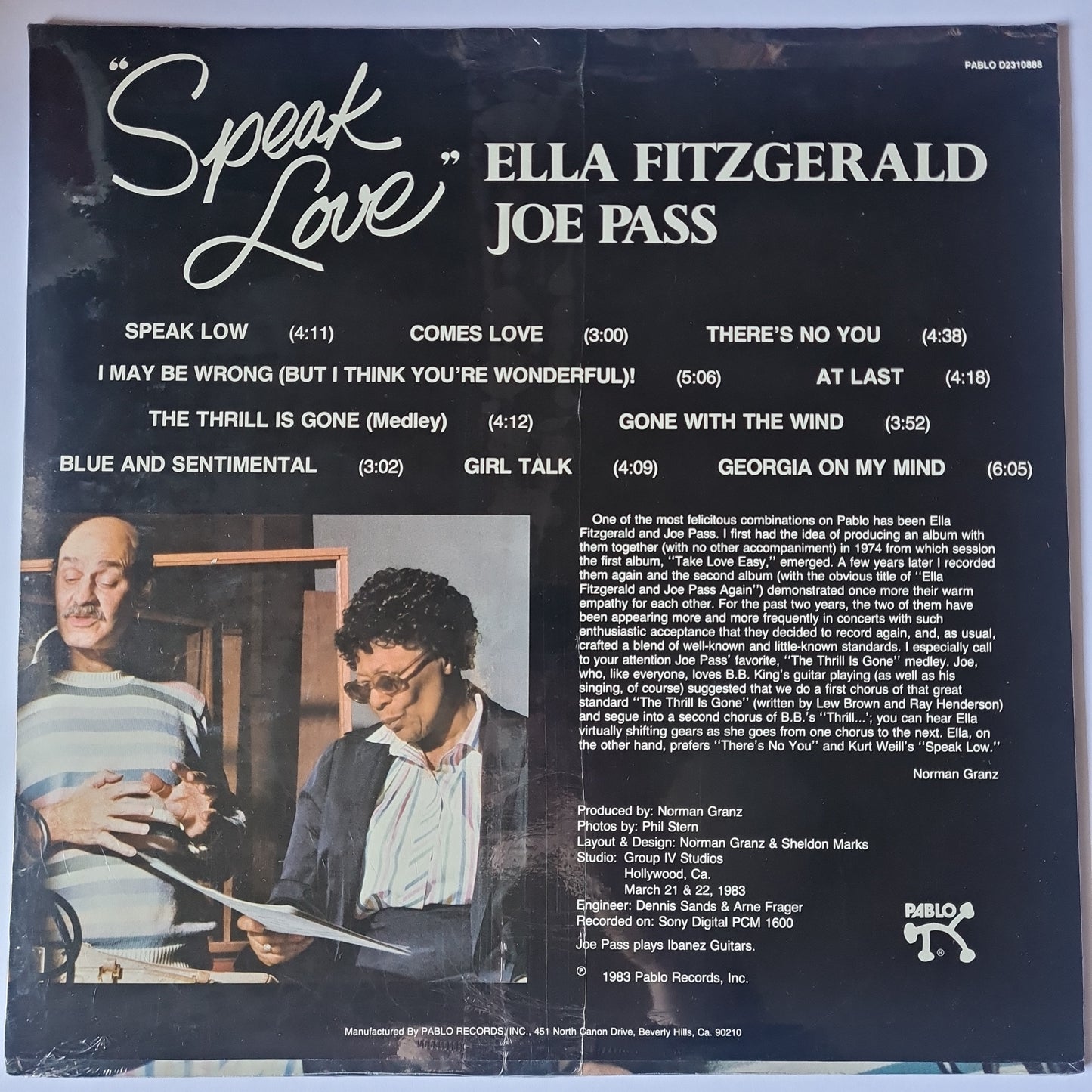 Ella Fitzgerald & Joe Pass – Speak Love - 1983 Pressing (Sealed) - Vinyl Record