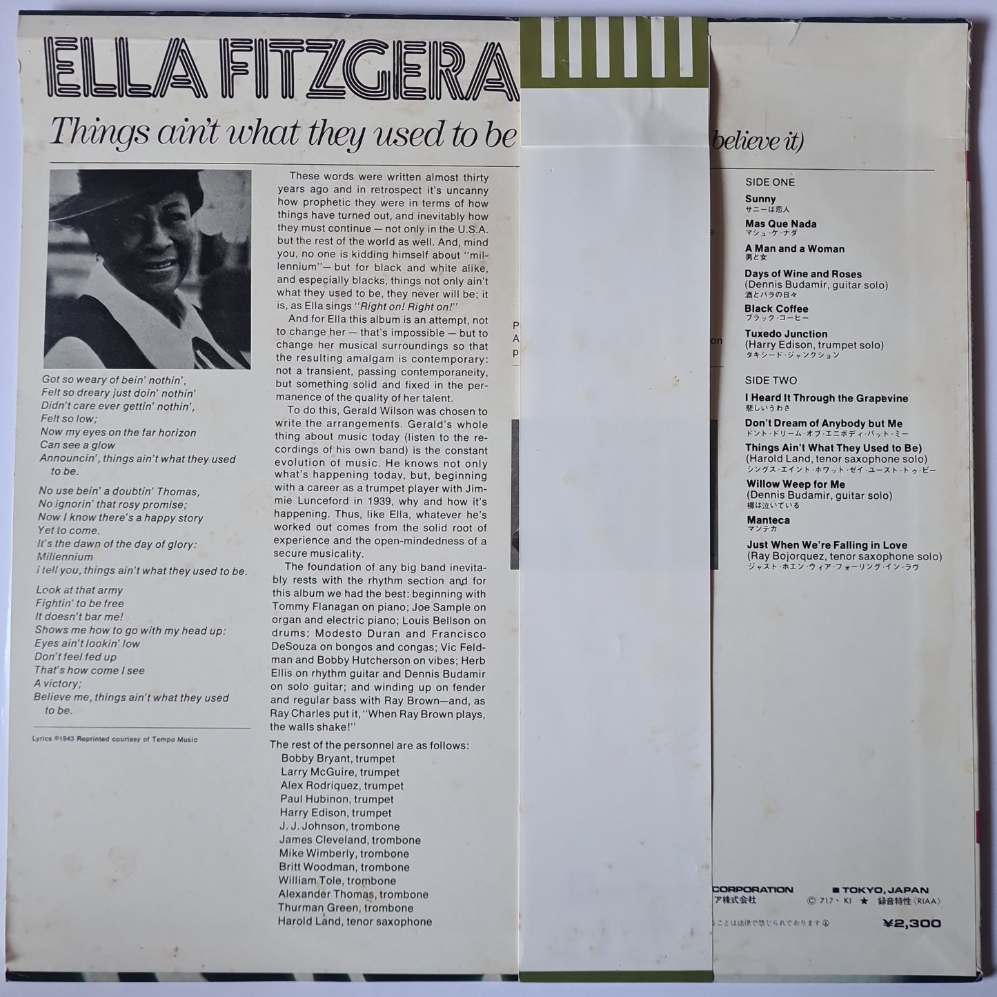 Ella Fitzgerald – Things Ain't What They Used To Be (And You Better Believe It) - 1971 Pressing - Vinyl Record