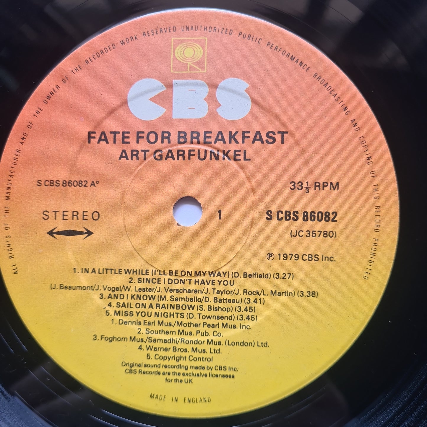 Art Garfunkel – Fate For Breakfast - 1979 - Vinyl Record