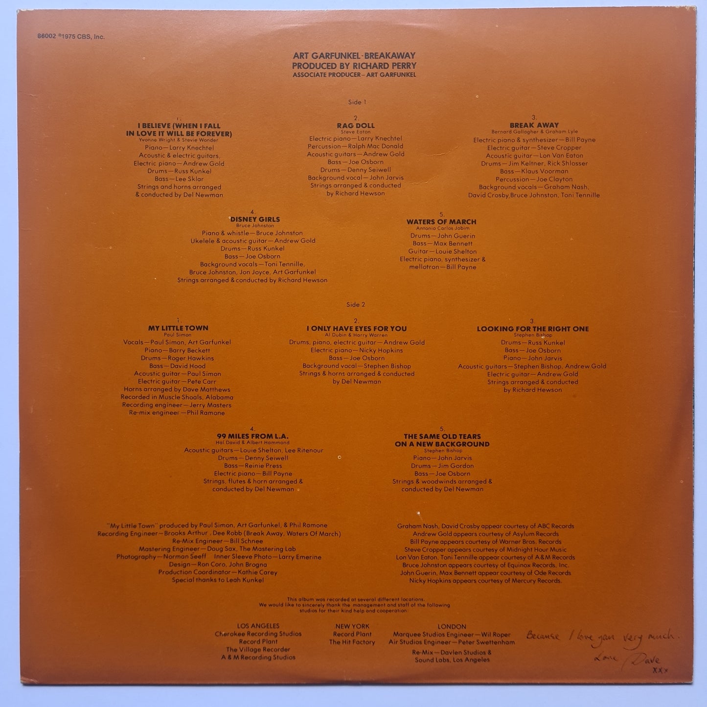 Art Garfunkel – Breakaway - 1975 - Vinyl Record