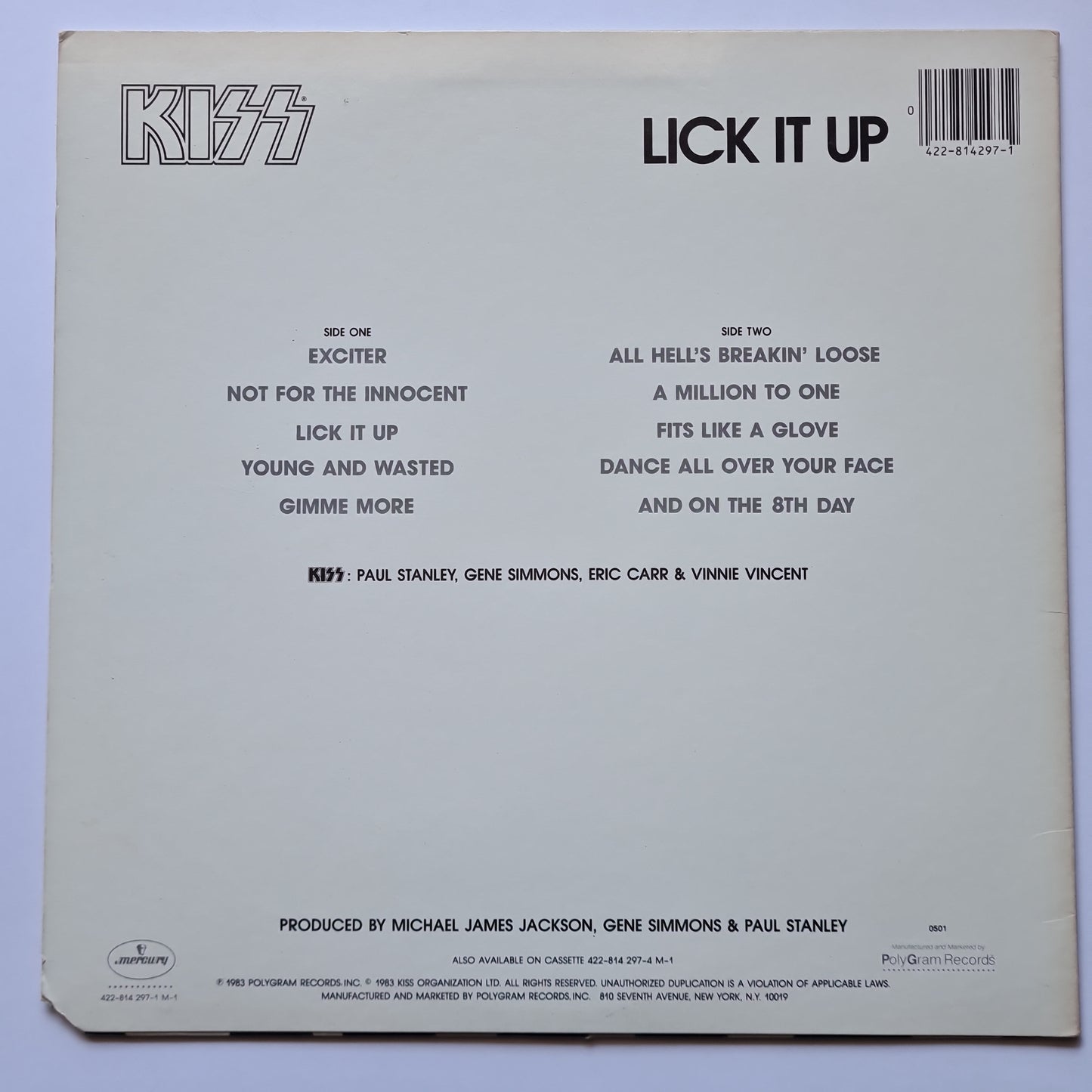 KISS – Lick It Up - 1983 USA pressing - Vinyl Record