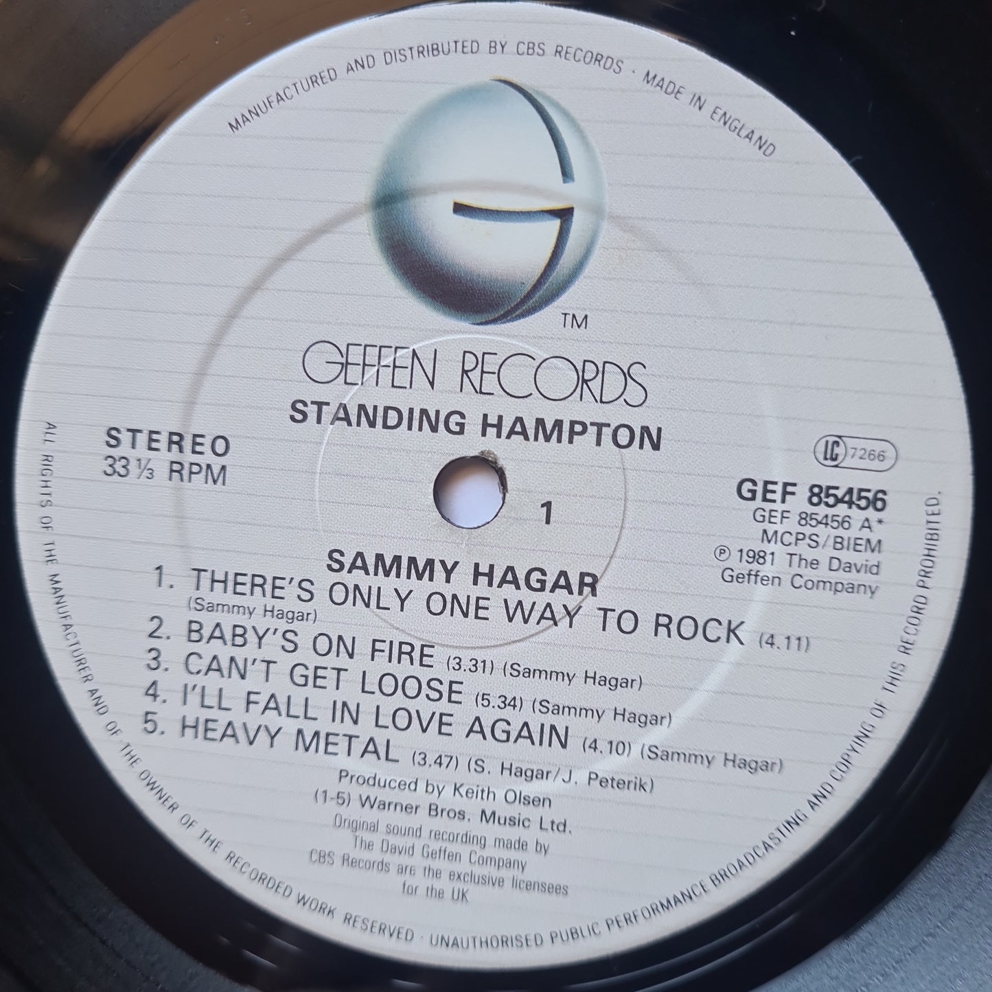 Sammy Hagar – Standing Hampton - 1981 - Vinyl Record