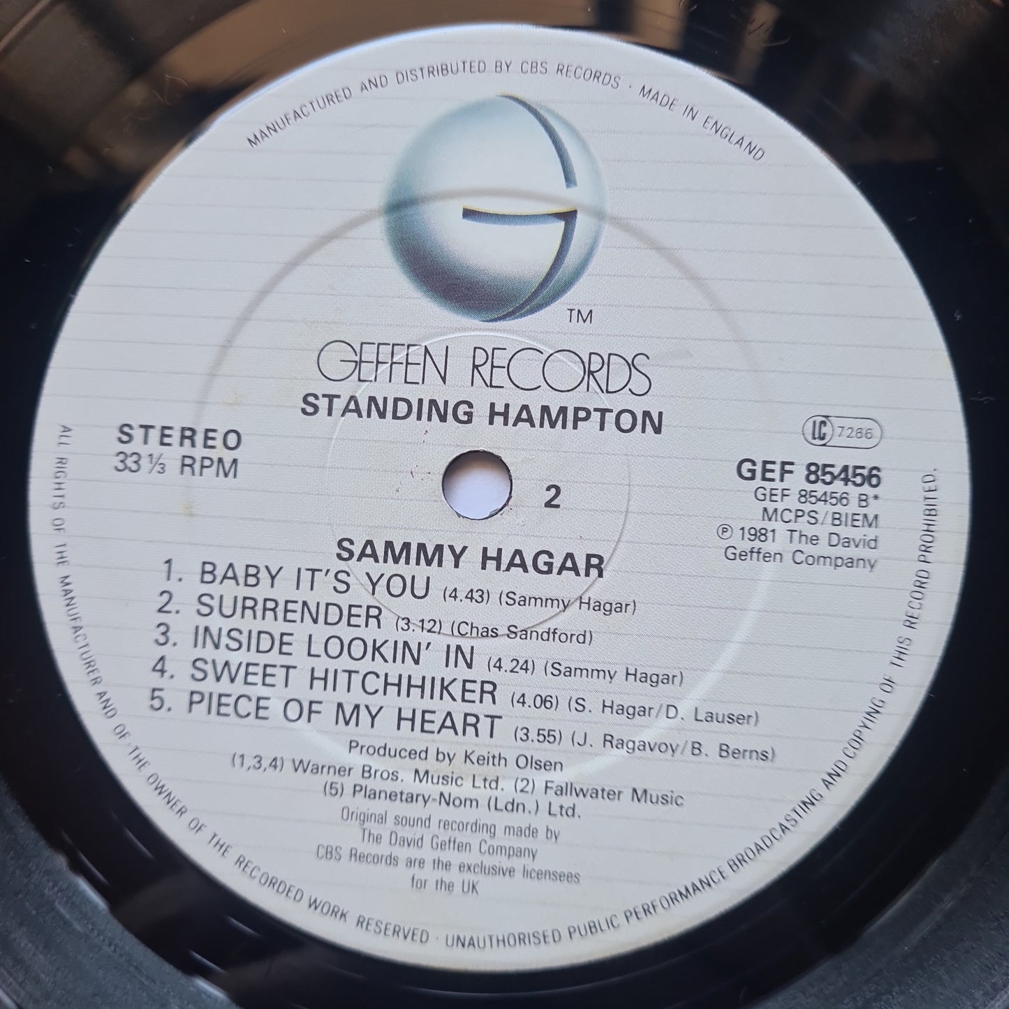 Sammy Hagar – Standing Hampton - 1981 - Vinyl Record